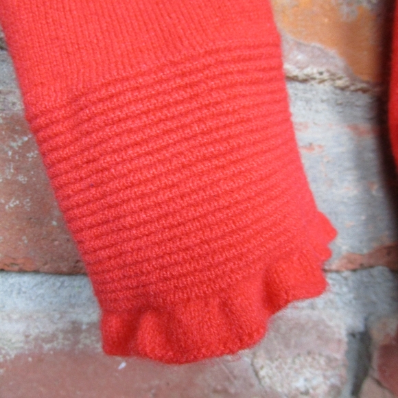 Lacoste Poppy Orange Cashmere V Neck Sweater 42 L F70248 Golf - Picture 2 of 7